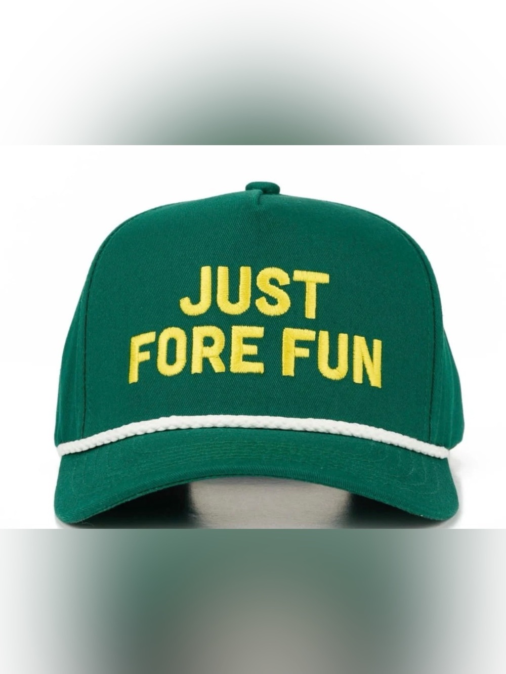 NWT C.C. Green Embroidered Just Fore Fun Adjustable Cap Golf Hat